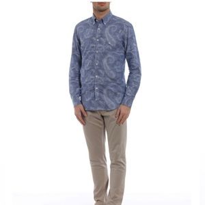 Thomas dean men’s size S  button down, long sleeve, shirt, blue & white like New